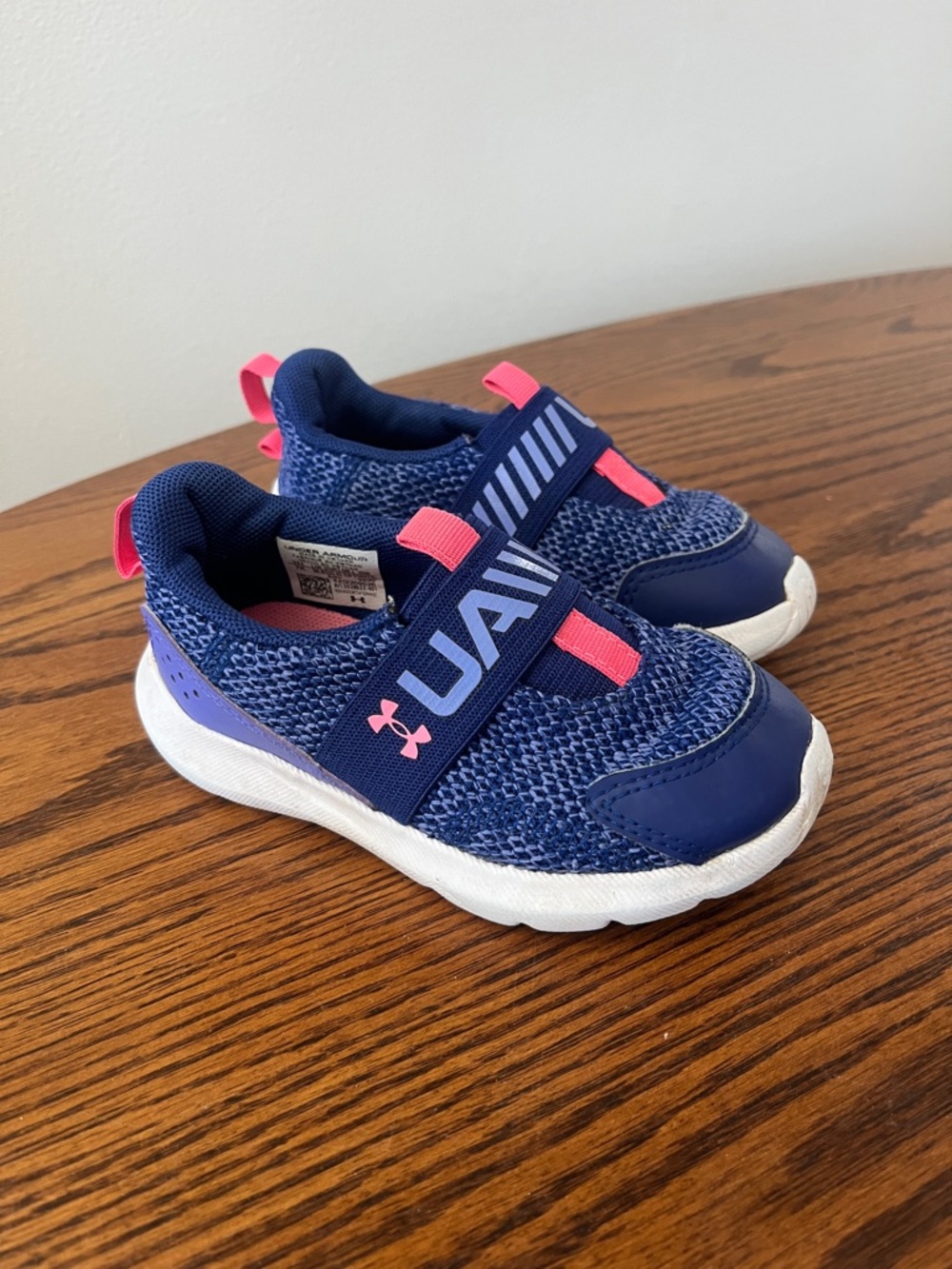 Under Armour Navy and Pink Kids Slip-On Sneakers